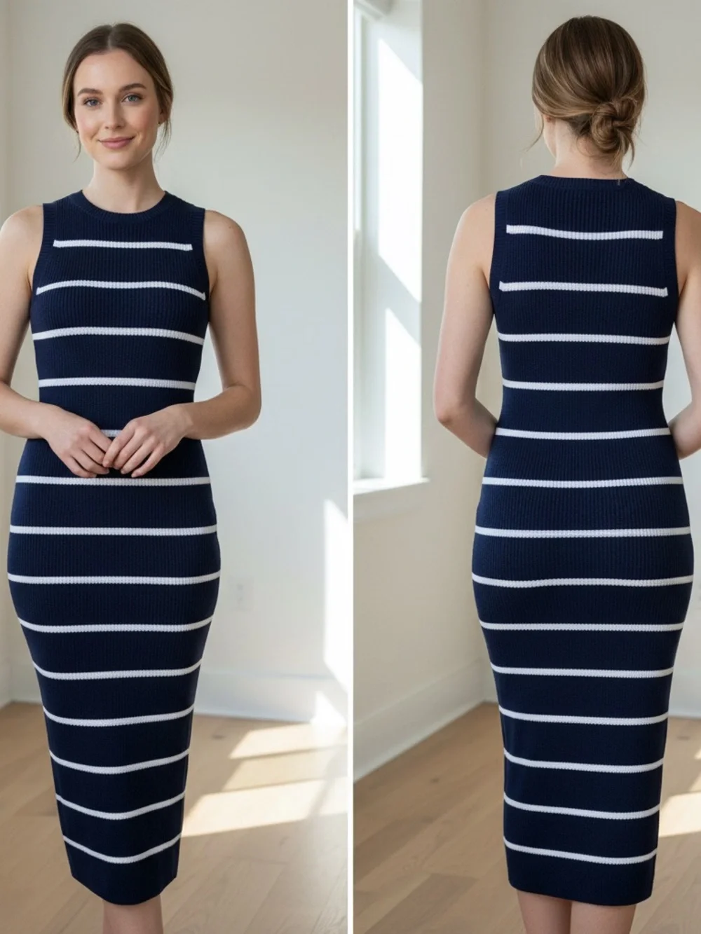 525 America Emma Cotton Midi/Maxi Dress Navy/White | Americana Coastal Elegance - Picture 16 of 16